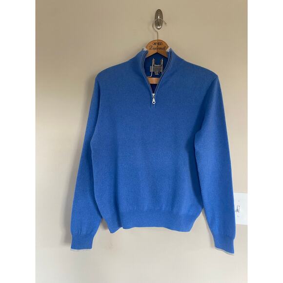 Excellent Neiman Marcus Cloud Cashmere Blue 1/4 Zip Mens Medium - Picture 1 of 3